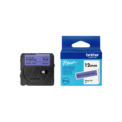 Brother BTAGF31 BTAG-F31 12mm Labelling Tape (BLACK ON PURPLE)