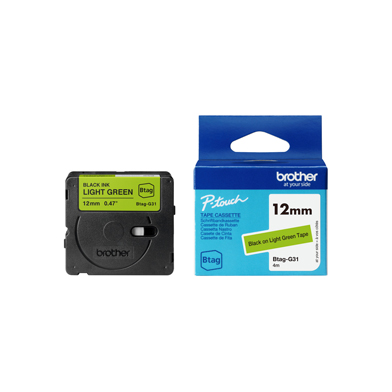 Brother BTAGG31 BTAG-F35 12mm Labelling Tape (BLACK ON LIGHT GREEN)