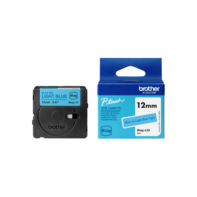 Brother BTAGL33 BTAG-L33 12mm Labelling Tape (BLUE ON LIGHT BLUE)