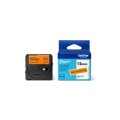 Brother BTAGT31 BTAG-T31 12mm Labelling Tape (BLACK ON ORANGE)