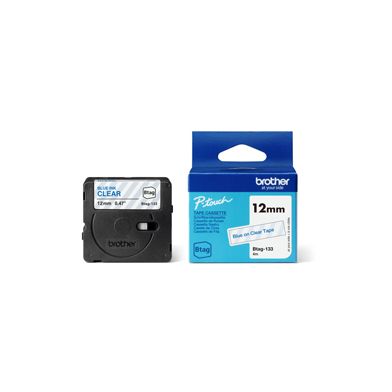 Brother BTAG133 BTAG-133 12mm Labelling Tape (BLUE ON CLEAR)