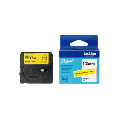 Brother BTAG631 BTAG-631 12mm Labelling Tape (BLACK ON YELLOW)