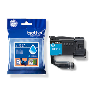 Brother LC521C LC-521C Cyan Ink Cartridge (500 Pages)