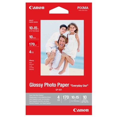 Canon 0775B005 GP-501 Glossy Photo Paper - 170gsm (10 x 15cm / 10 Sheets)