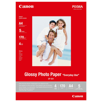 Canon 0775B076 GP-501 Glossy Photo Paper - 170gsm (A4 / 5 Sheets)
