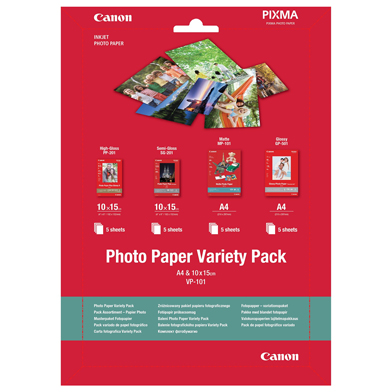 Canon 0775B079 VP-101 Photo Paper Variety Pack (A4 / 10 x 15cm)