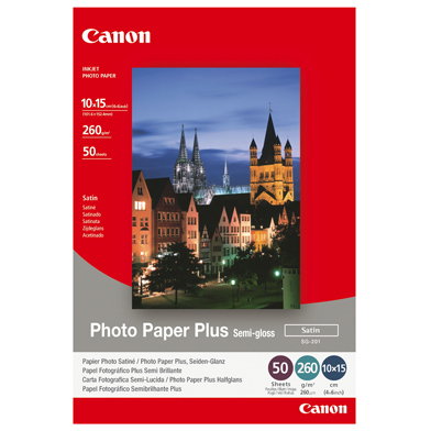 Canon 1686B015 SG-201 Semi-Gloss Photo Paper - 260gsm (10 x 15cm / 50 Sheets)