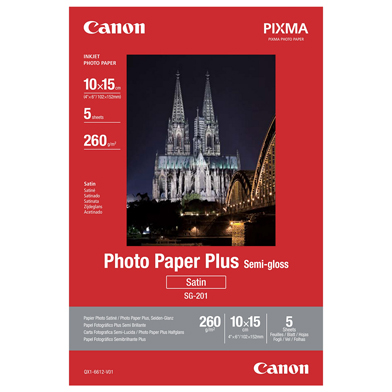 Canon 1686B072 SG-201 Semi-Gloss Photo Paper - 260gsm (10 x 15cm / 5 Sheets)