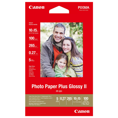Canon 2311B072 PP-201 Glossy Photo Paper - 265gsm (10 x 15cm / 100 Sheets)
