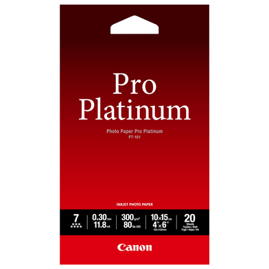 Canon 2768B013 PT-101 Pro Platinum Photo Paper - 300gsm (10 x 15cm / 20 Sheets)