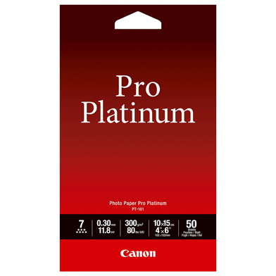 Canon 2768B014 PT-101 Pro Platinum Photo Paper - 300gsm (10 x 15cm / 50 Sheets)