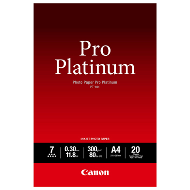 Canon 2768B016 PT-101 Pro Platinum Photo Paper - 300gsm (A4 / 20 Sheets)