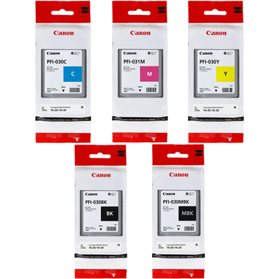 Canon PFI-030 + PFI-031 5 Colour Ink Cartridge Value Pack