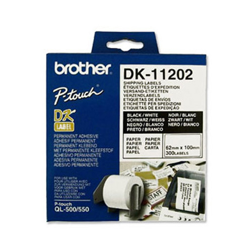 Brother DK-11202 62mm x 100mm Label Roll (BLACK ON WHITE)