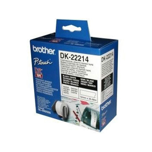 Brother DK22214 DK-22214 12mm Continuous Paper Label Roll (BLACK ON WHITE)