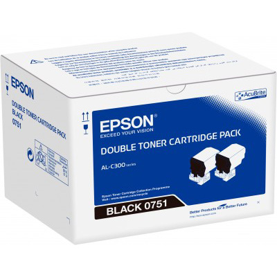 Epson C13S050751 Twin Pack Black Toner Cartridges (2 x 7,300 Pages)