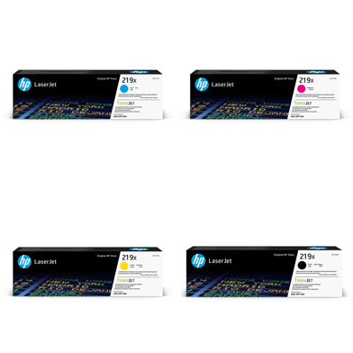 HP 219X High Capacity Toner Cartridge Bundle Pack CMY (2,500 Pages) K (3,200 Pages)