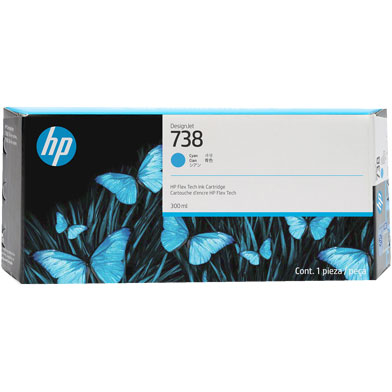 HP 676M6A 738 High Capacity Cyan Ink Cartridge (300ml)