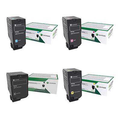 Lexmark 74C2H Extra High Capacity Toner Value Pack (CMY 12,000 Pages, K 20,000 Pages)