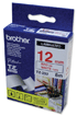 Genuine Brother 12mm Matt TZ Red On White Labelling Tape