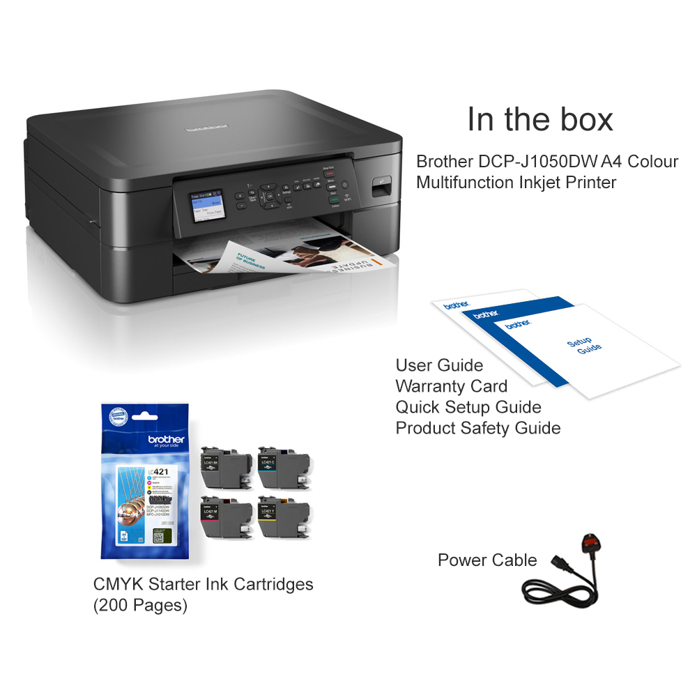 Brother DCPJ1050DW A4 Colour Multifunction Inkjet Printer DCPJ1050DWZU1