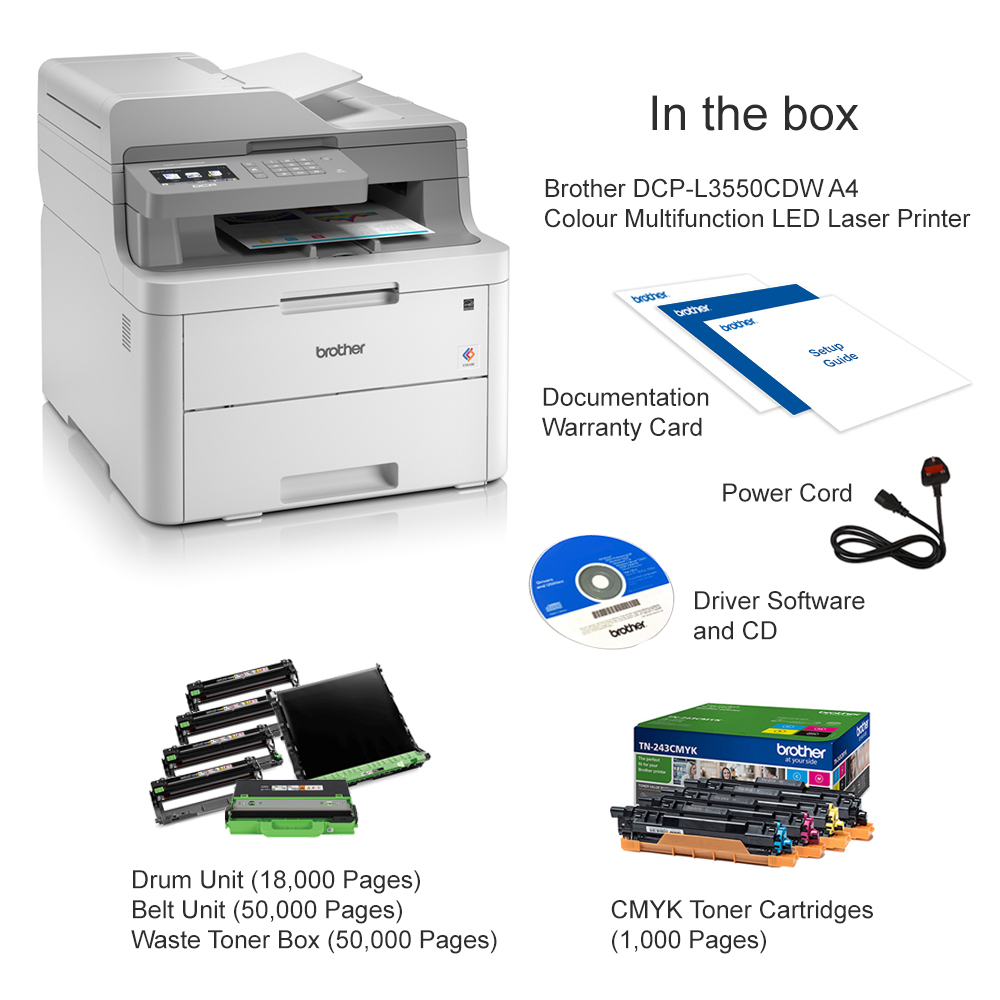 Brother DCP-L3550CDW A4 Colour Multifunction LED Laser Printer