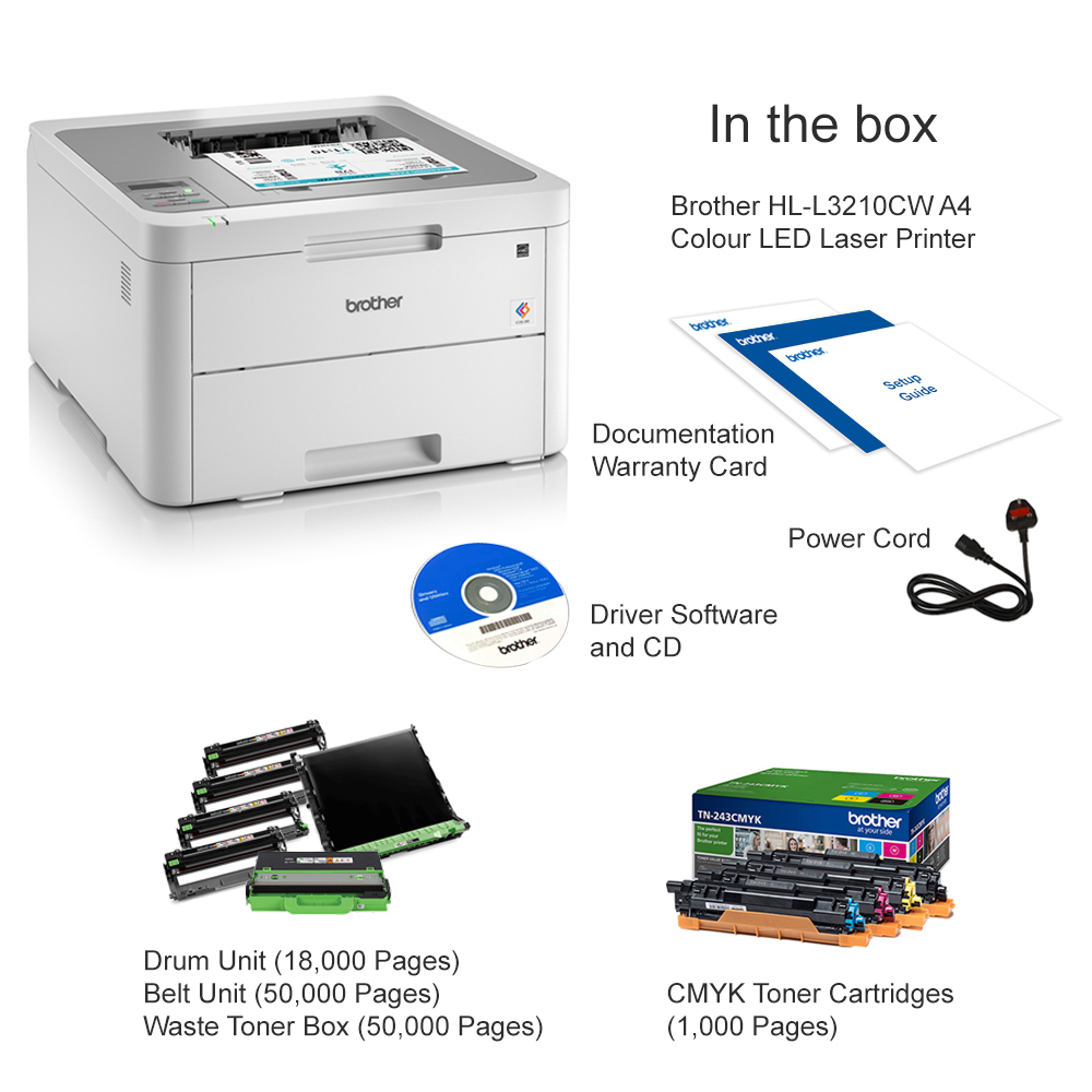 Brother HL-L3210CW A4 Colour Laser Printer - HLL3210CWZU1