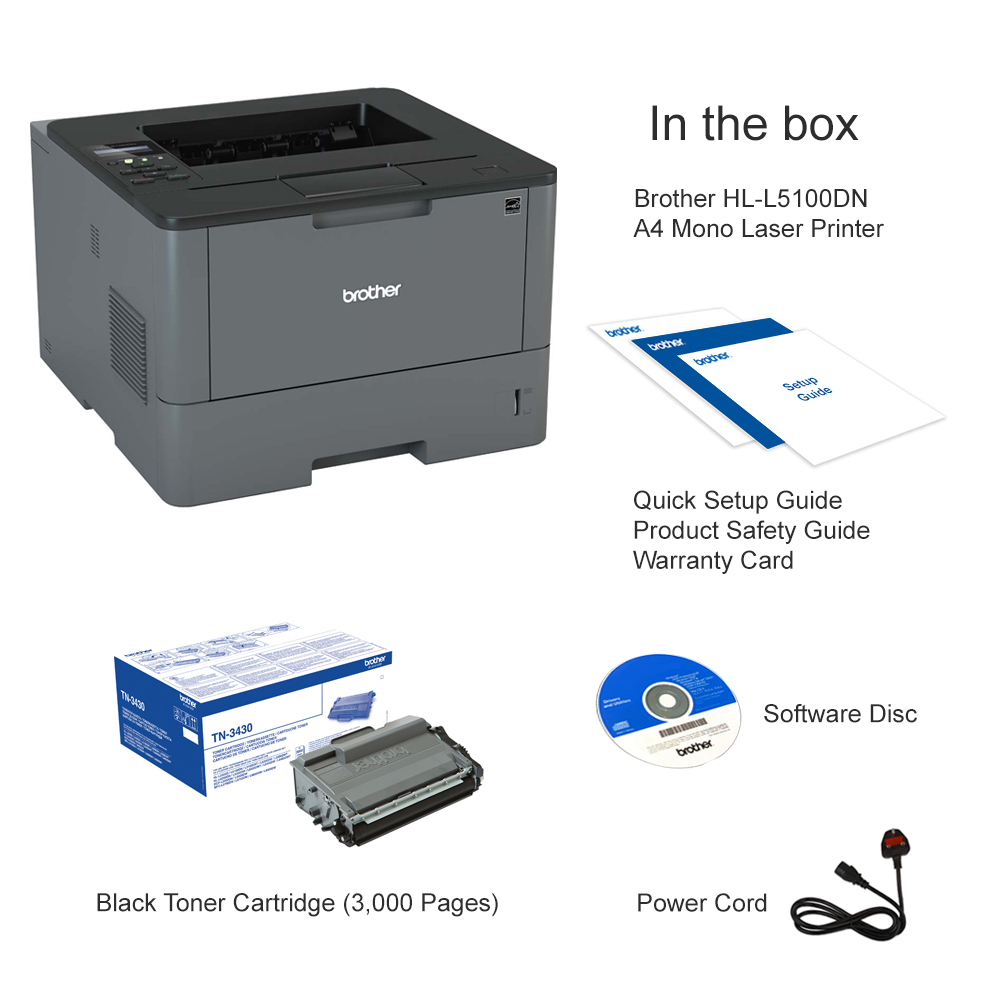 Brother HLL5100DN A4 Mono Laser Printer HLL5100DNZU1
