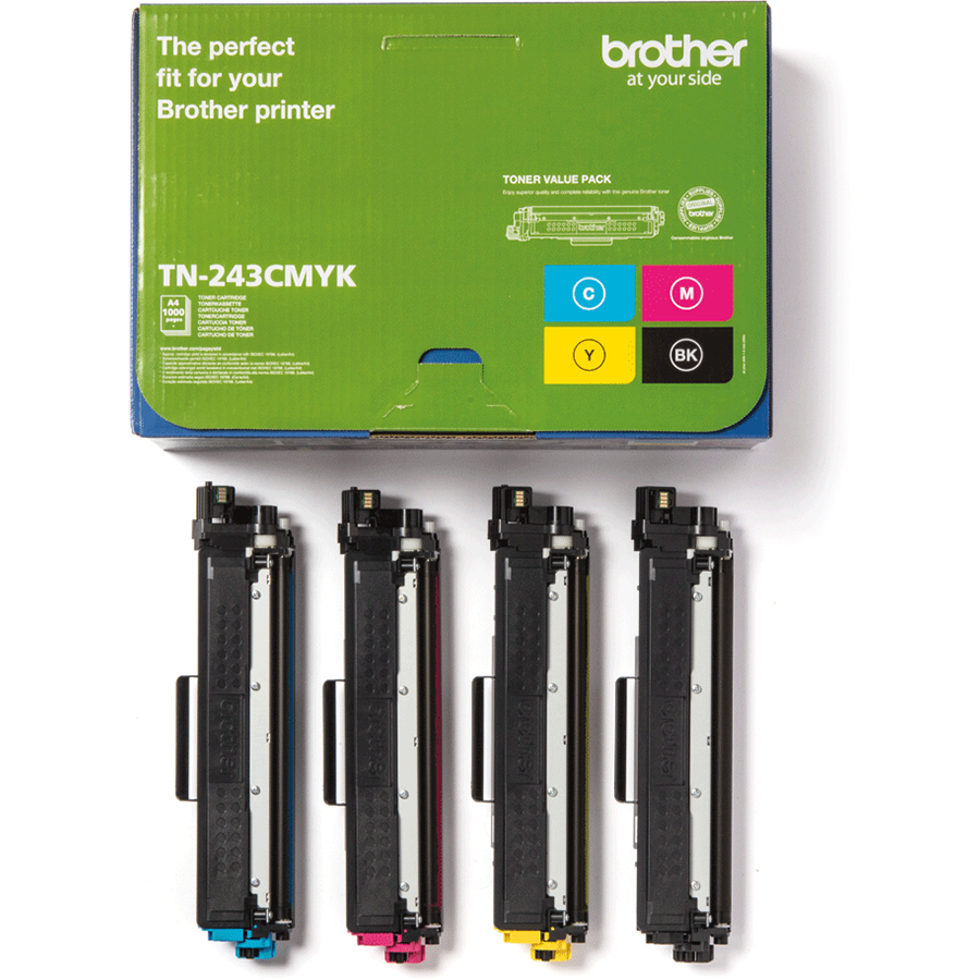 Brother TN243CMYK TN-243 Toner Cartridge Value Pack CMYK (1,000 Pages)