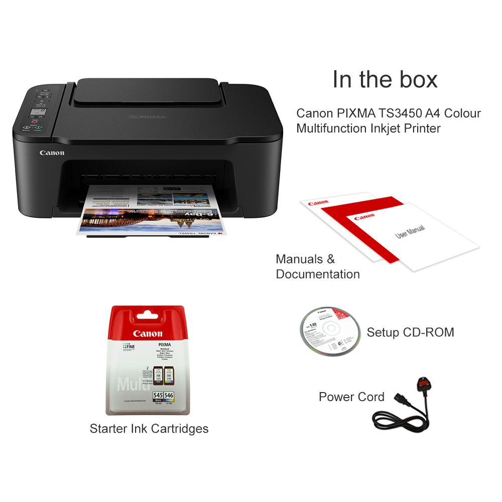 Canon PIXMA TS3450 - imprimante multifonctions jet d'encre couleur A4 -  Wifi, USB - recto-verso manuel Pas Cher