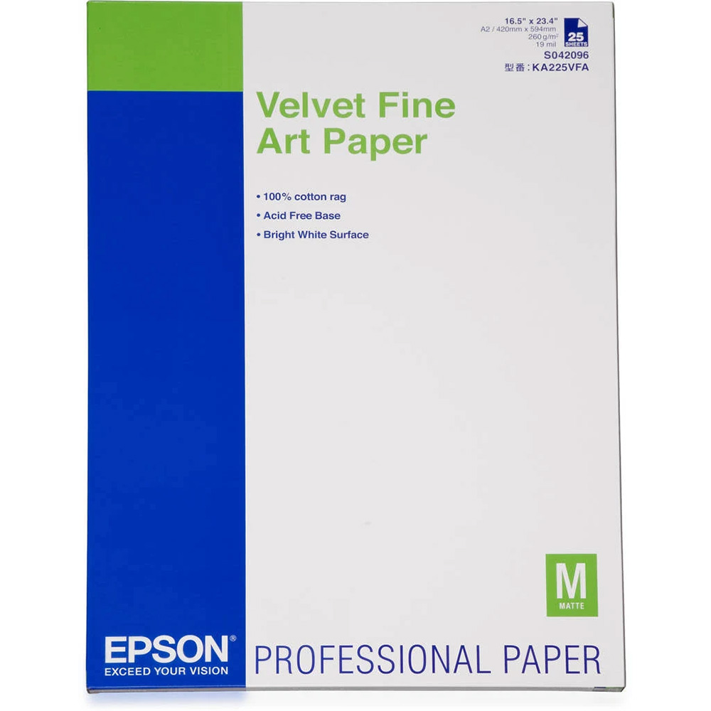 Epson C13S042096 Velvet Fine Art Paper 260gsm (A2 25 Sheets)  C13S042096