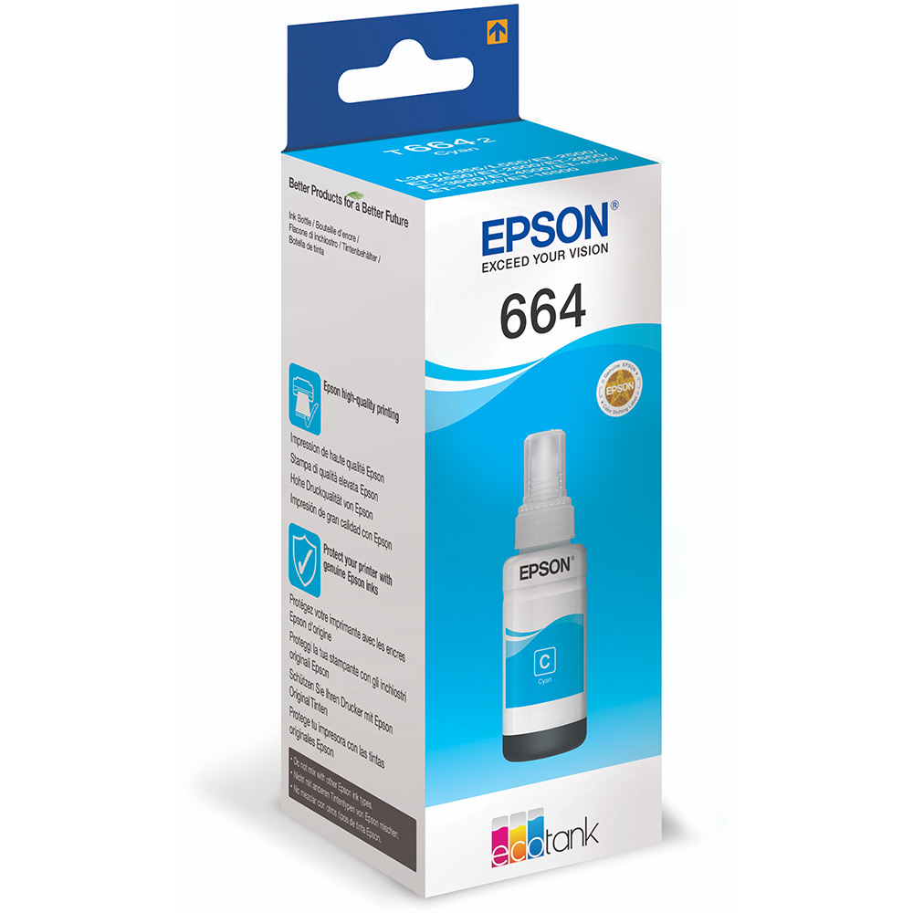 Epson C13T664240 664 Cyan Ink Bottle (6,500 Pages)