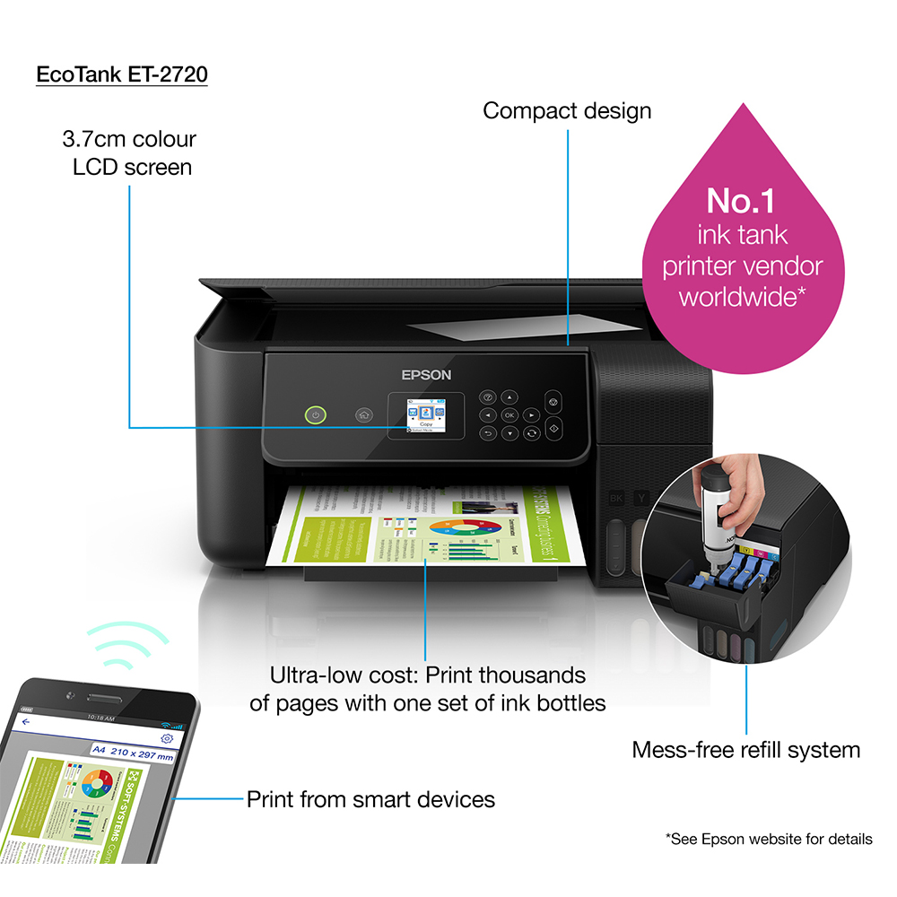 EcoTank ET-2862 A4 Multifunction Wi-Fi Ink Tank Printer, With Up To 3 Years  Of Ink Included, Consumer, Inkjet Printers, Printers, Products
