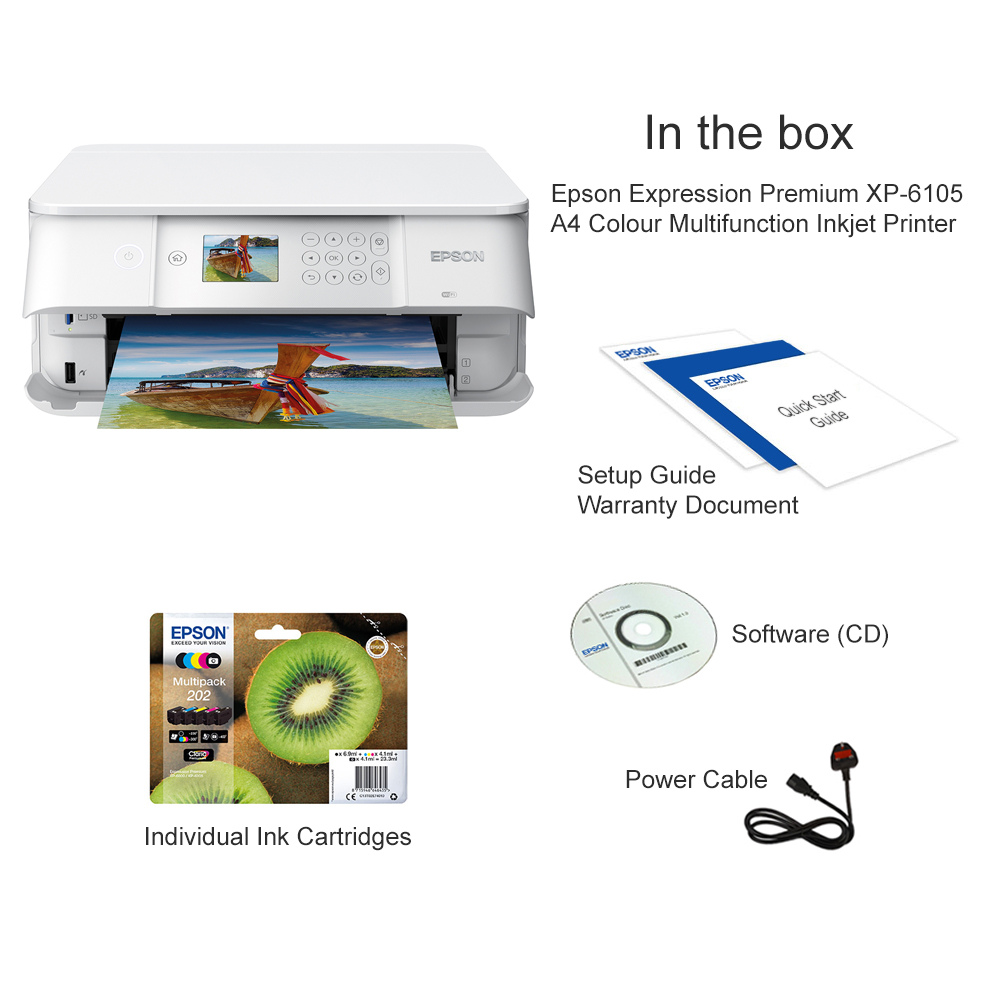 Epson Expression Premium XP-6105 A4 Colour Multifunction Inkjet Printer -  C11CG97402