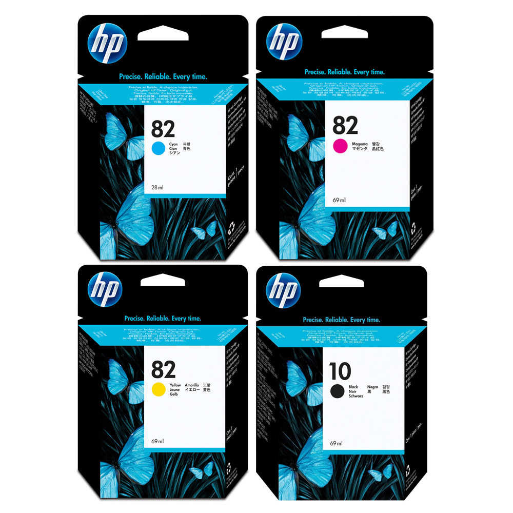 HP 10/82 Ink Cartridge Bundle Pack CMY (1,430 Pages) K (2,200 Pages)