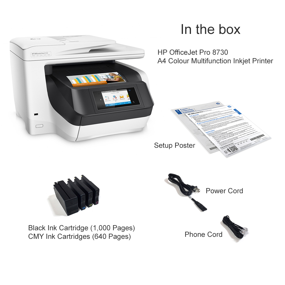 HP OfficeJet Pro 8730 A4 Colour Multifunction Inkjet Printer - D9L20A