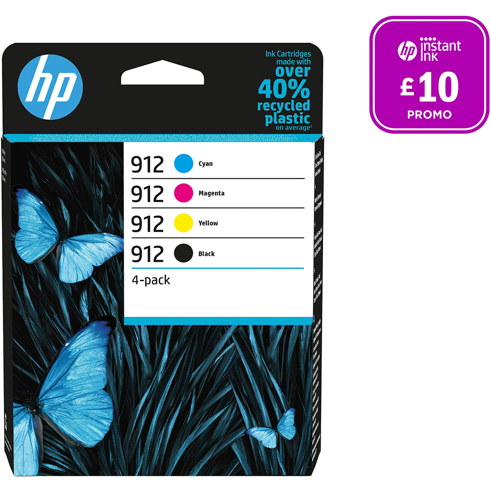 HP 8012 912 Ink Cartridge 4-Pack CMY (315 Pages) K (300 Pages)