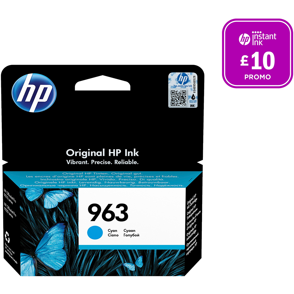 HP 3JA23AE Pro 9010 963 Cyan Ink Cartridge (700 Pages)