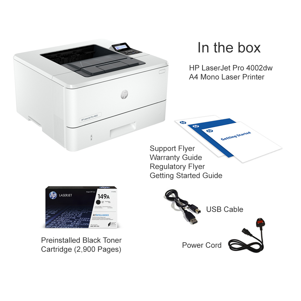 HP LaserJet Pro 4002dw A4 Mono Laser Printer - 2Z606F HP LaserJet Pro 4002dw A4 Mono Laser Printer - 2Z606F