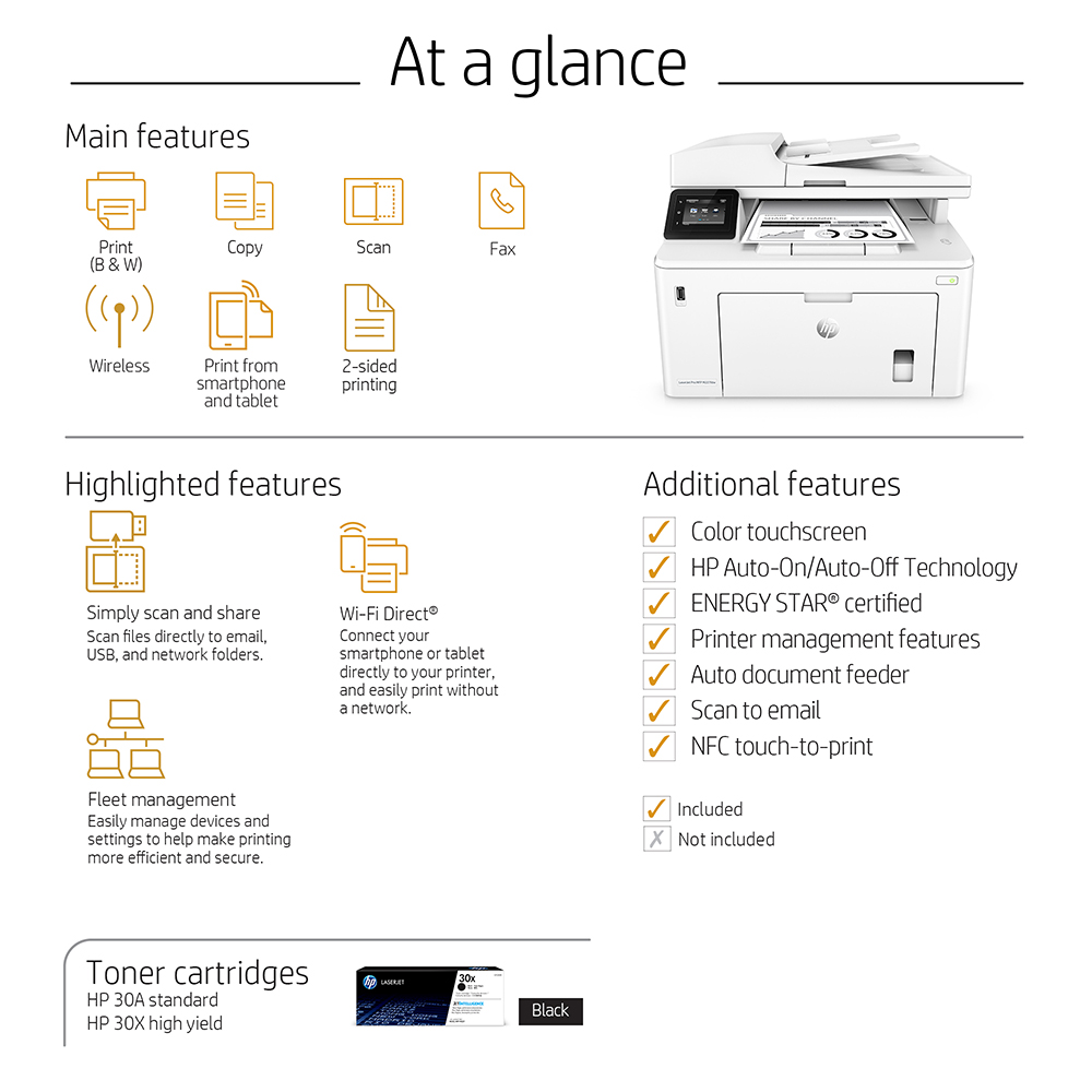 HP LaserJet Pro M227fdw A4 Mono Multifunction Laser Printer G3Q75A