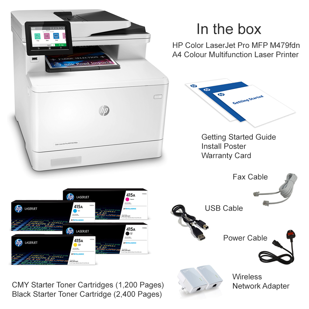 HP Color LaserJet Pro MFP M479fdn (Wireless Bundle) A4 Colour Multifunction  Laser Printer - W1A79AW