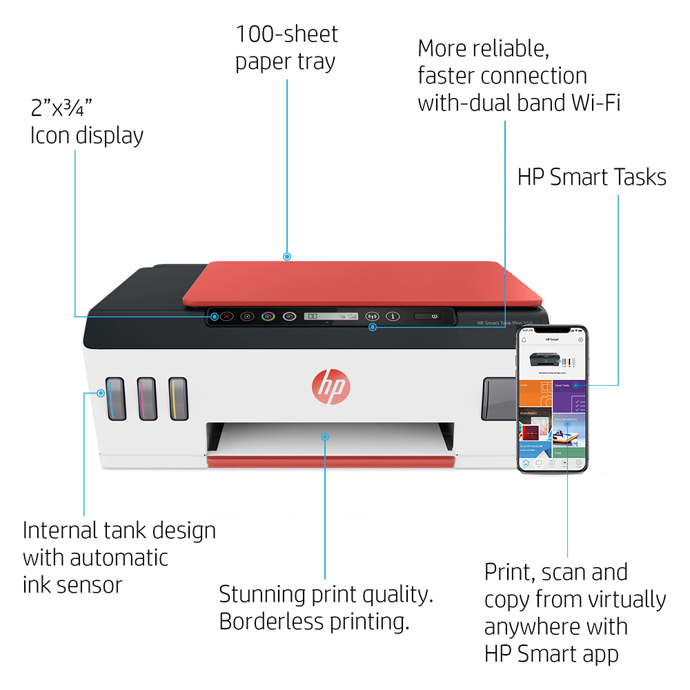 HP Smart Tank Plus 559 A4 Colour Multifunction Inkjet Printer - 3YW75A