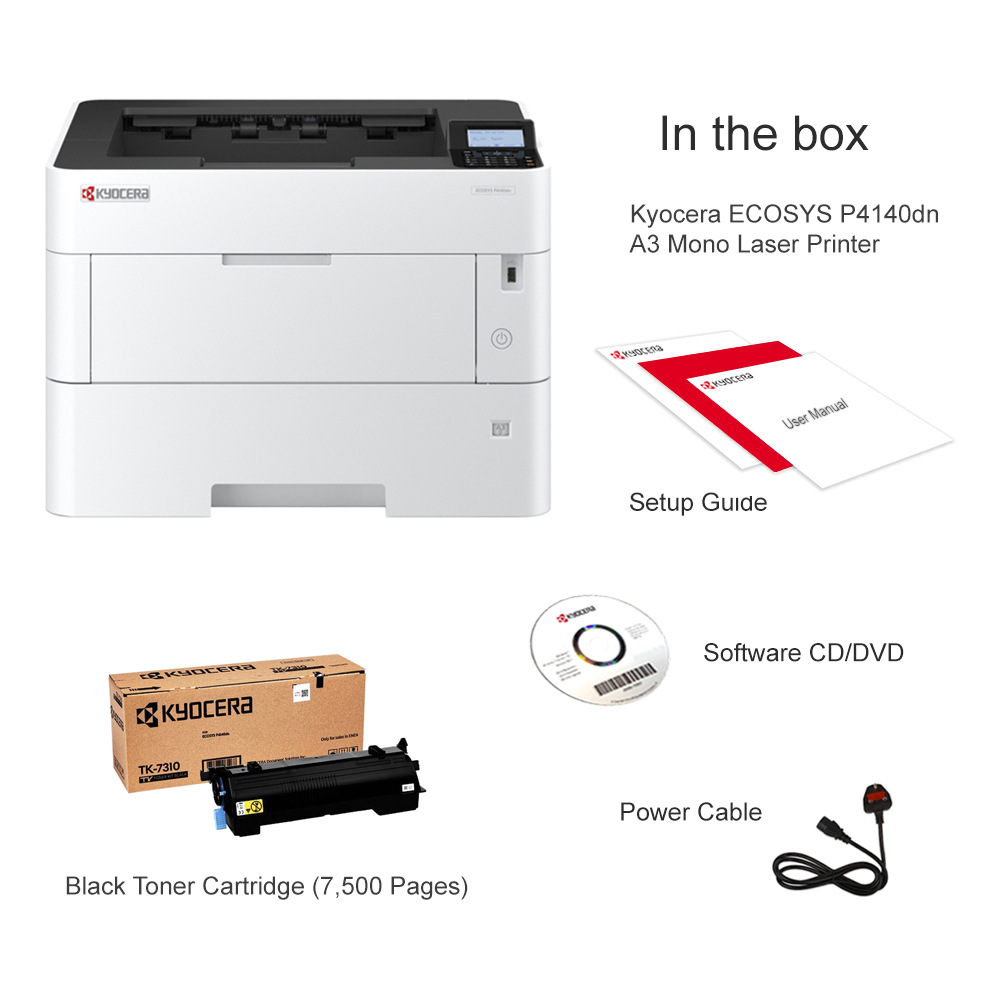 Kyocera ECOSYS P4140dn A3 Mono Laser Printer - 1102Y43NL0