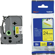 Brother TZE-S651 24mm Labelling Tape (BLACK ON YELLOW STRONG ADHESIVE)