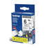 Genuine Brother Black on White 6mm Gloss Laminated Strong Adhesive Labelling Tape (8m)
